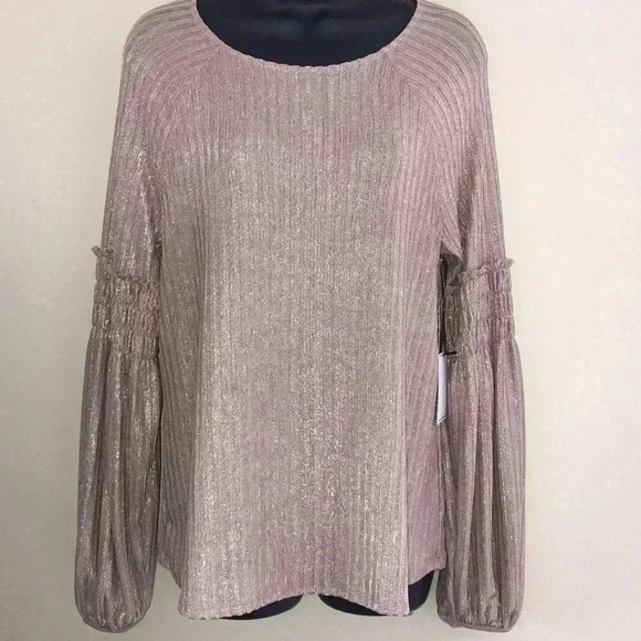 1. State Metallic Rose Gold Blouse NWT Size M—B2 - Picture 1 of 8